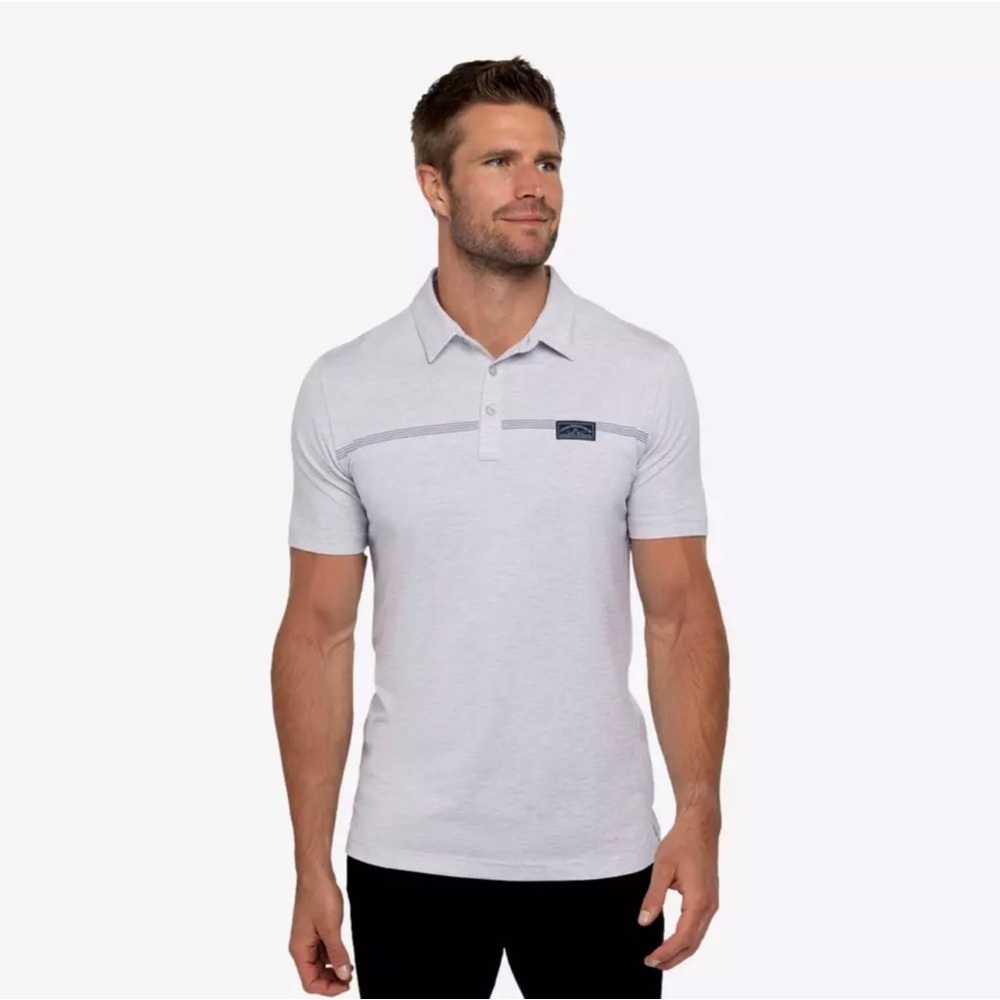 Travis Mathew Neotropical Golf Polo Shirt L. Heather Gray/Blue Size-XL